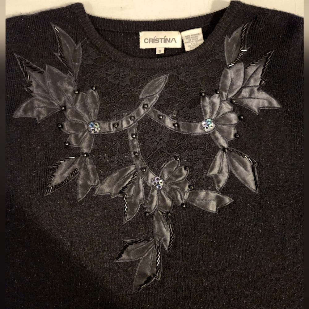 Vintage Cristina Black Sweater Size S - Picture 9 of 10
